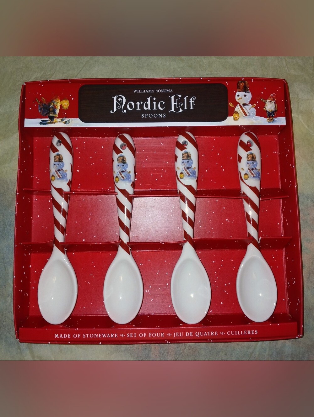 ✨️ Williams Sonoma ✨️ Set Of Four 🎄 Nordic Elf Spoons